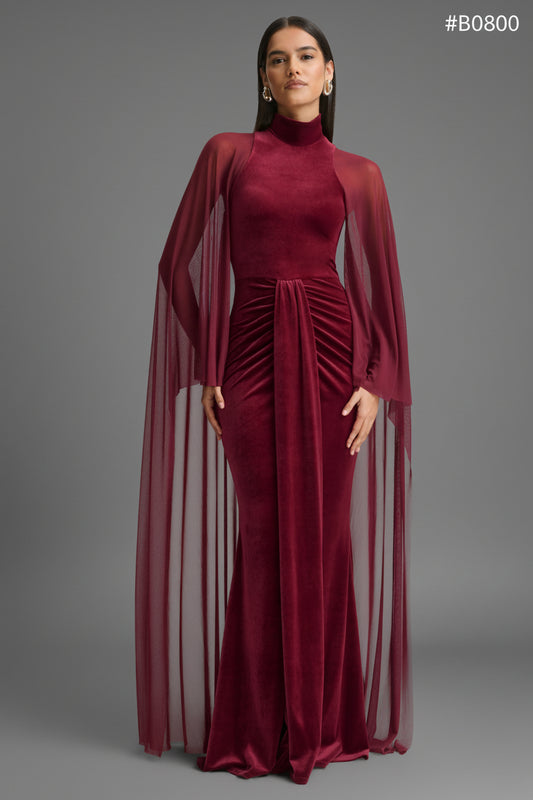 Adoring Burgundy Velvet Maxi Dress - Front