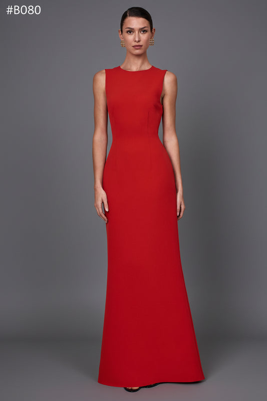Astrelle Red High-Neck Maxi Dress - Front